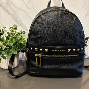 Michael Kors Black Backpack with Gold Accents